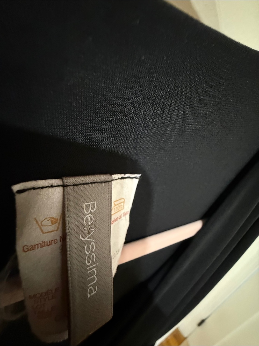 "Bellyssima” Black Side-Ruched Maternity Faux-Wrap Dress - Picture 3 of 4